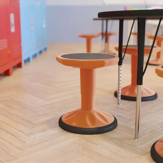 Emma and Oliver Saylor Height Adjustable Active Motion Stool for Kids with Weighted Rubber Non-Slip Bottom Orange {3}