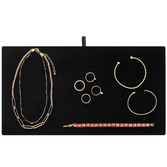 6 Pack Velvet Jewelry Display Tray for Selling and Displaying Necklaces, Earrings, Jewels, Bracelets, Anklets, Rings, Gemstones, Chains, Brooches (Black, 14 in) {5}
