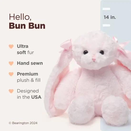 Bearington Bun Bun The Plush Easter Bunny, 14 Inch Pink Bunny Easter Stuffed Animal, For Ages 1-14 {2}