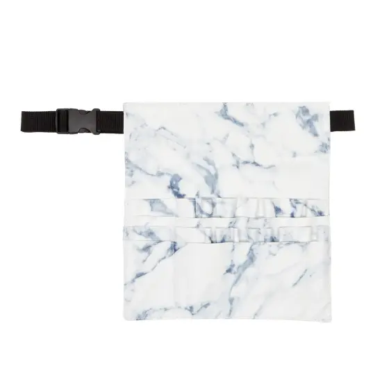 Makeup Brush Belt with 22 Pockets, Marble PU Leather (10.2 x 9.7 x 2 Inches) White {7}