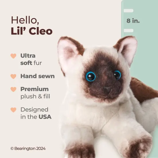 Bearington Lil' Cleo Siamese Cat Plush Toy Stuffed Animals with Ultra Soft Long Fur - Ideal Birthday, Anniversary, Valentines Day Gift for Animal Lovers, Cat Owners, For Ages 3-14 White {2}