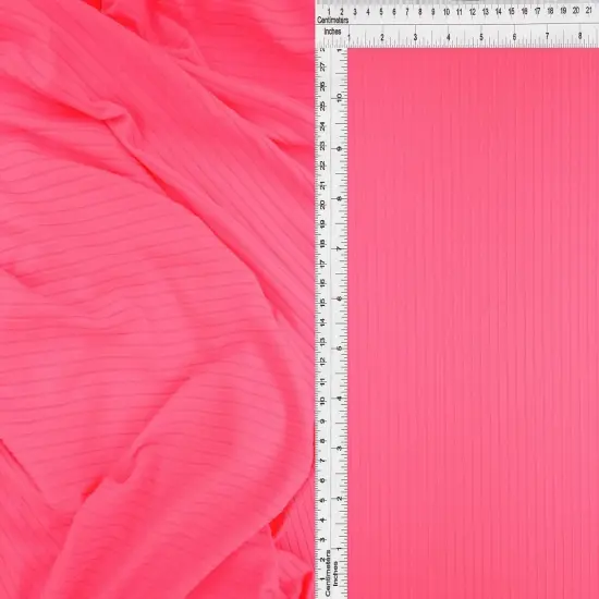 1 Yard Yummy Rib 8x3 Solid Stretch Knit Fabric 58/60 Inch Wide Neon Pink {1}