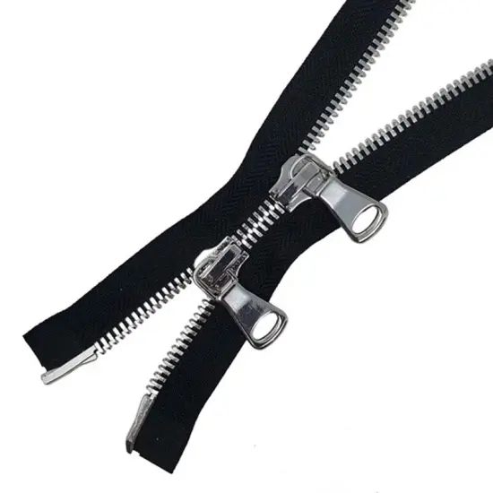 8MM Two Way Separating Open Bottom Zipper Black Silver 36 Inch {4}