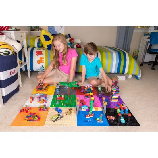 Strictly Briks Classic Baseplates, 100% Compatible with All Major Brands, For Building Bricks, Bases for Tables, Mats, and More, Green, 2 Pack, 16x16 Inches {3}