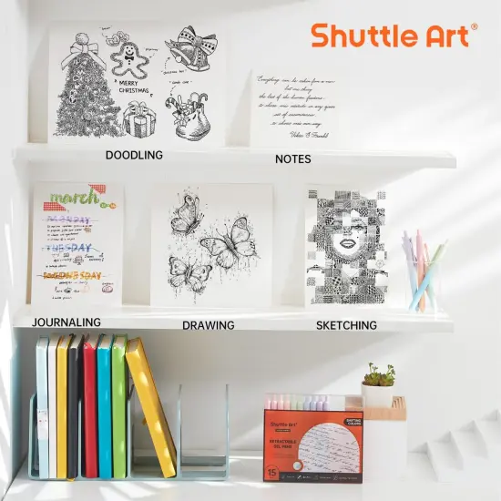 Retractable Pastel Shifting Gel Ink Pens, 15 Pack Black Ink Pens, Cute Pens 0.5mm Fine Point Soft Aesthetic Barrel for Smooth Writing Journaling Taking Notes School Office Home {3}