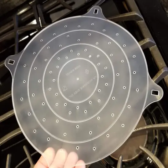 Handy Housewares 10" Round Vented Microwave Splatter Guard Food Bowl Cover - Helps Keep Your Microwave Clean {4}