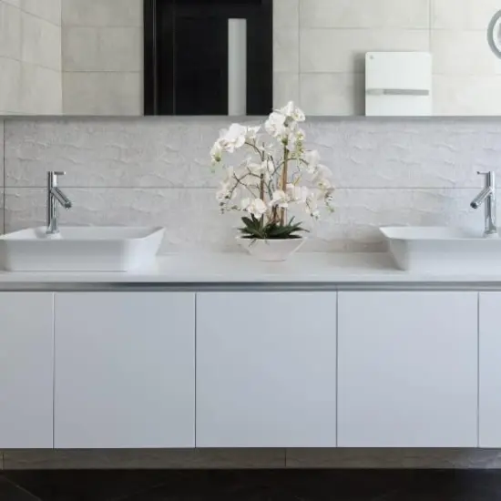 Set of 2 Phalaenopsis Orchids with White Ceramic Vase &ndash; 23" Elegant Decor {4}