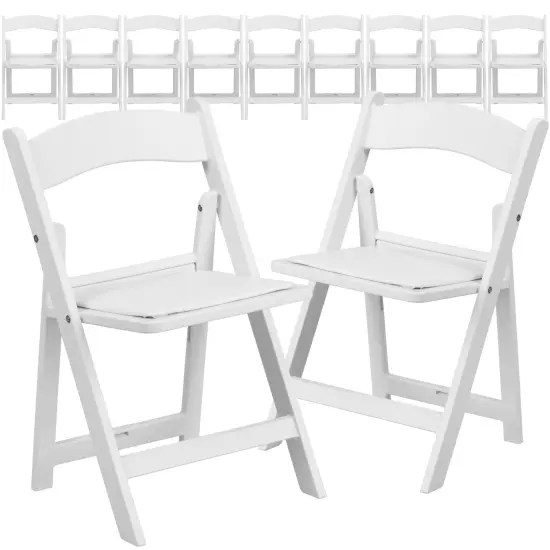 Emma and Oliver 11 Pack Kids Resin Folding Chair with Vinyl Padded Seat White {2}