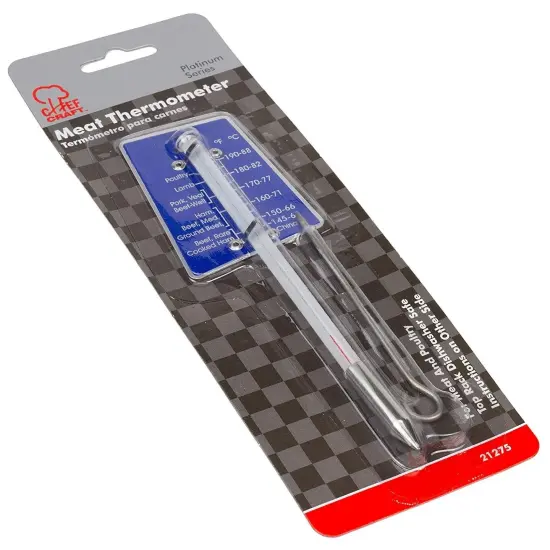 Chef Craft 6.5" Long Glass Poultry / Meat Thermometer, both F/C Temp Markings {3}