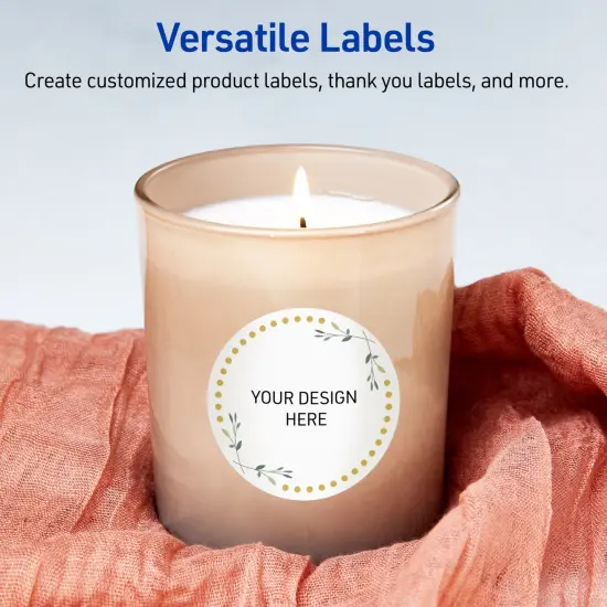 Avery Printable Round Labels, Gold Dots with Green Florals, 3" Diameter, Matte White Round Labels, Permanent, Laser/Inkjet, 60ct, Great for Product Labels {6}