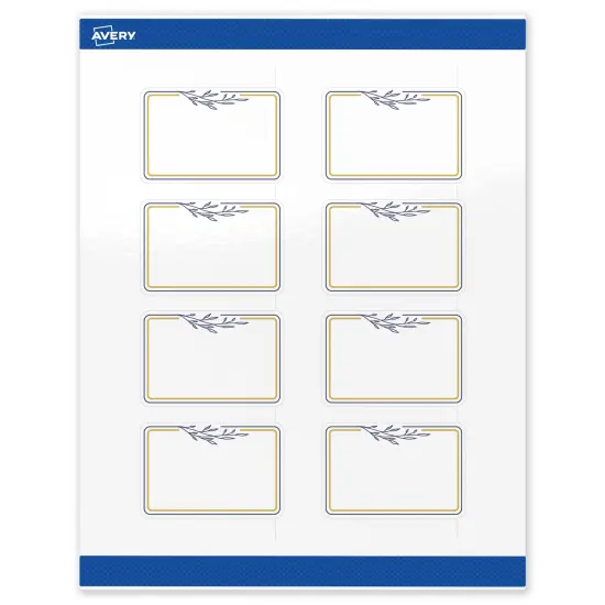 Avery Printable Rectangle Labels, Gold & Navy Border with Florals, 2" x 3", Glossy White Rectangle Labels, Permanent, Laser/Inkjet, 80ct, Great for Product Labels {1}
