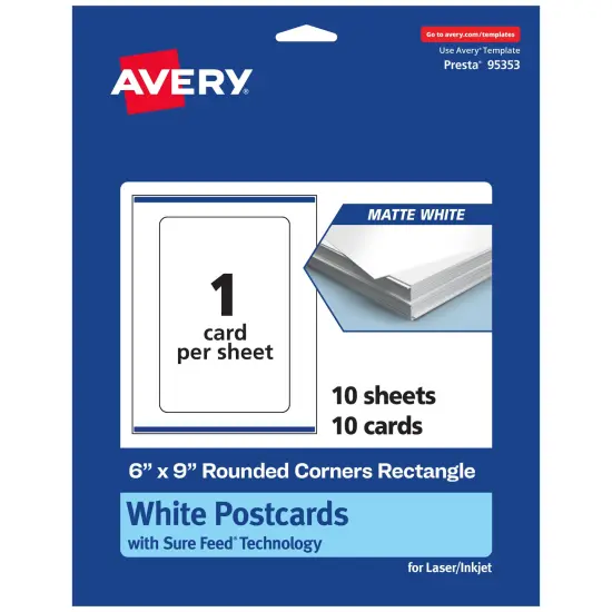 Avery Matte White Postcards, 6" x 9" Rectangle Rounded Corners {1}