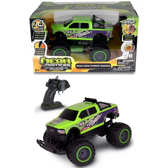 Mean Machines: RTR RC - Ram 2500 Power Wagon - Green - 2.4 Ghz High Performance, Donuts & Wheelies, Turbo Boost, Ready-To-Run Radio Controlled Vehicle {7}