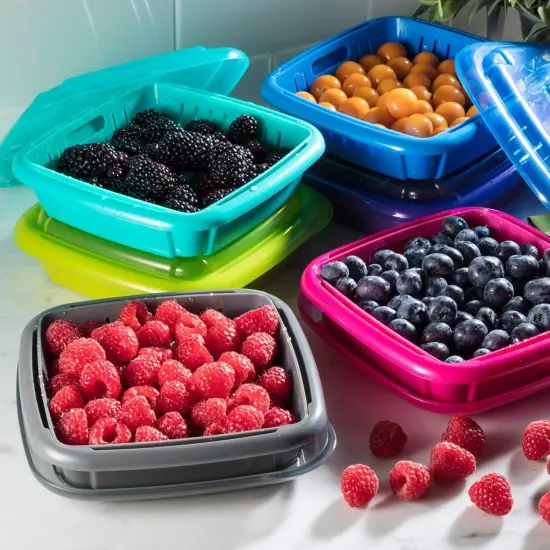 Hutzler 3-in-1 Bitty Box Berry Keeper, Berry Colander & Saver Container, 9oz / 1 Cup Capacity Blue {2}