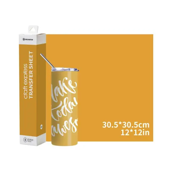 Craft Express 8 Pack 12" x 12" Solid Color Assorted Sublimation Transfer Sheets Yellow {1}