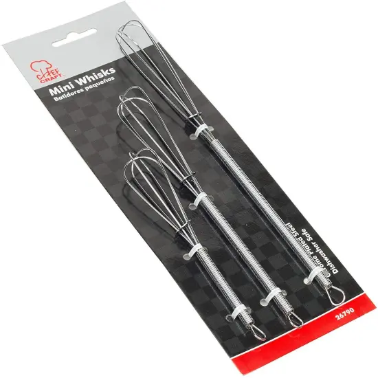 Chef Craft 3pc Chrome Plated Steel Mini Whisk Set - Great for Sauces, Dressing, Eggs and More {2}