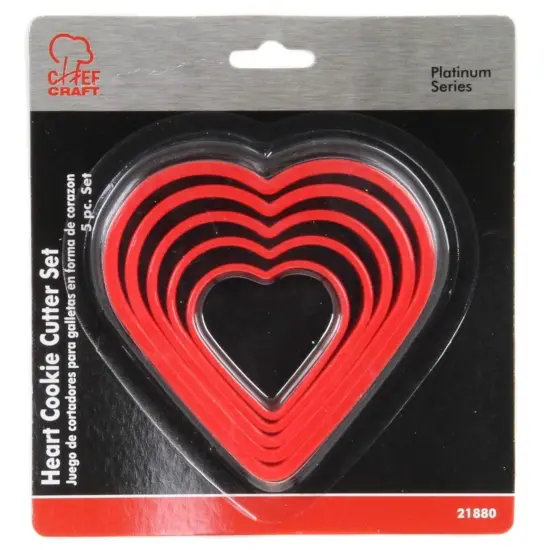 Chef Craft 5 Piece Plastic Heart Shapes Cookie Cutter Set - Sizes Vary from 1.5" to 3" {3}