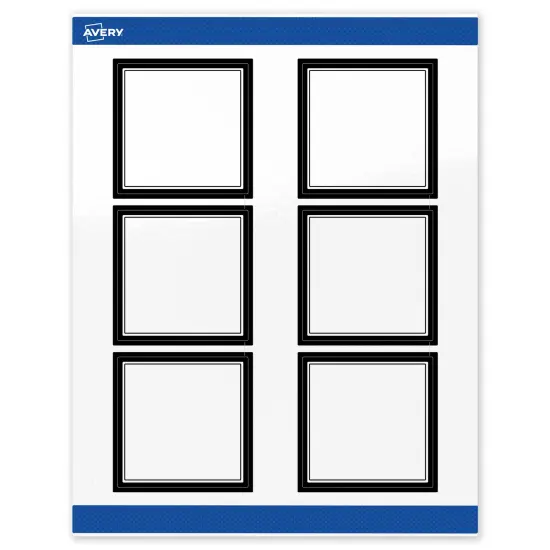 Avery Printable Square Labels, Double Black Border, 3" x 3", Glossy White Square Labels, Permanent, Laser/Inkjet, 60ct, Great for Product Labels {1}