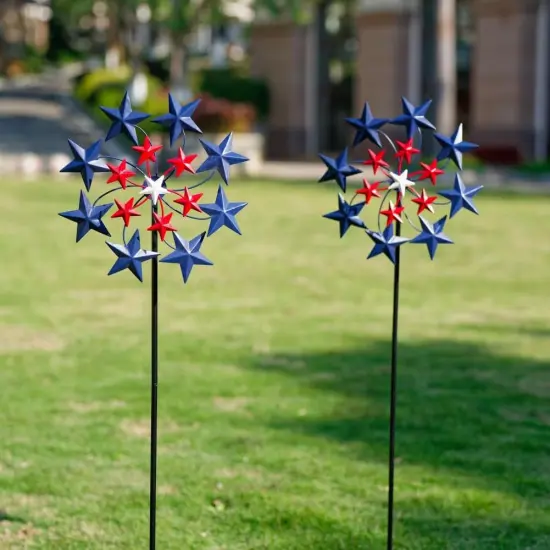 2 Pack,American Flag Pinwheels Outdoor Decor Windmills for Garden {4}