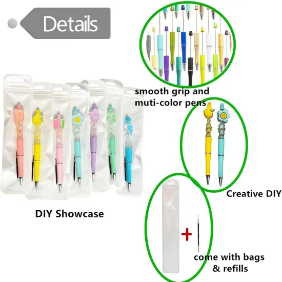 50 Plastic Ballpoint Pens Bulk with Refills & Pouch {3}