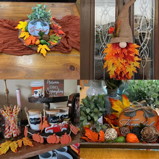 50Pcs Fall Artificial Maple Leaves {3}