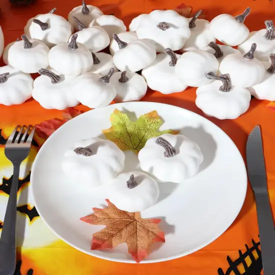 White Plastic Pumpkins for Centerpieces - 30pcs {3}