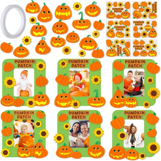24 Sets Pumpkin Magnet Picture Frames Crafts for Kids Felt Pumpkin {1}