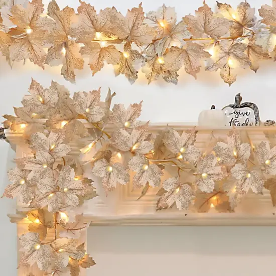 3 Pack Fall Garland with Lights - 20Ft 60LED {1}