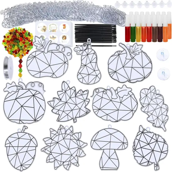 33 Sets Fall Leaf Pumpkin Acorn Sunflower Suncatchers Ornaments {3}