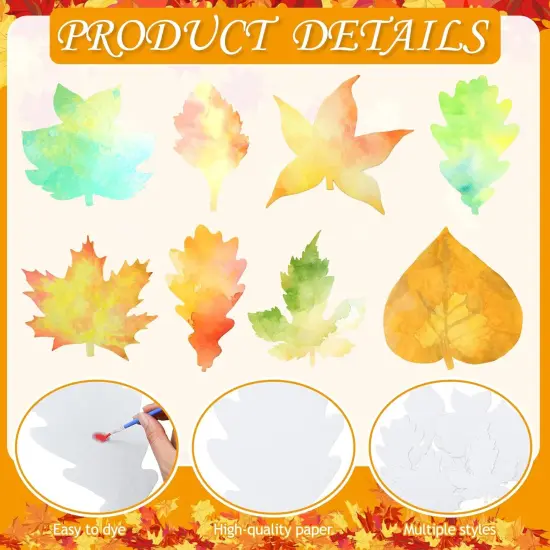 80 Pcs Fall Theme Color Diffusing Leaves 10 Inches {2}