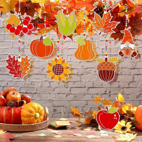 30 Sets Fall Plant Suncatchers Art Kits DIY Thanksgiving Pumpkin {2}