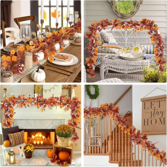 Fall Eucalyptus Garlands Boston Fern Vines 2Pcs 5.74FT {3}