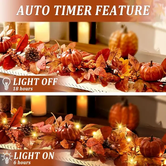 1 Pcs Fall Garland with Lights - 6 FT (Red) {4}