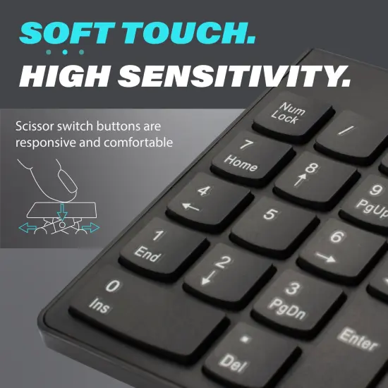 Insten USB Numeric Keypad, Portable Mini Wired Numpad, 18 Keys Accounting Number Keyboard Extension, For Laptop Desktop Computer PC, Black {3}