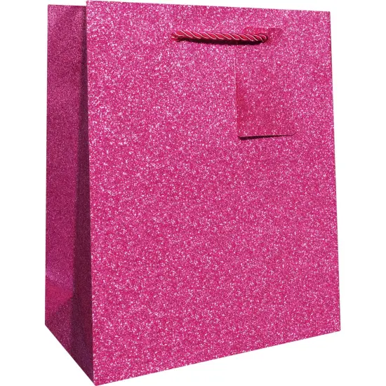Pack/6: Magenta Sparkle Gift Bag - 8 x 4 x 10" {1}