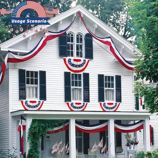 American Bunting Flags Outdoor 2x4 Ft,Pleated Fan Flag with Embroidered Stars,Red White and Blue Decorations for 4th of July Independence Day Memorial Day Patriotic Decorations (Set of 5) {4}