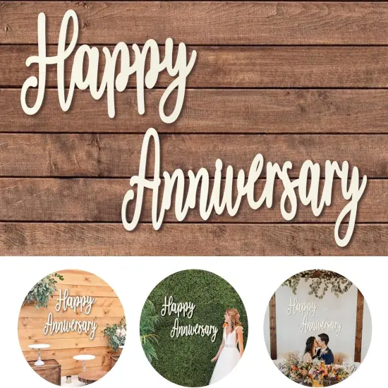 Happy Anniversary Banner Decorations- Wooden Happy Anniversary Sign {1}