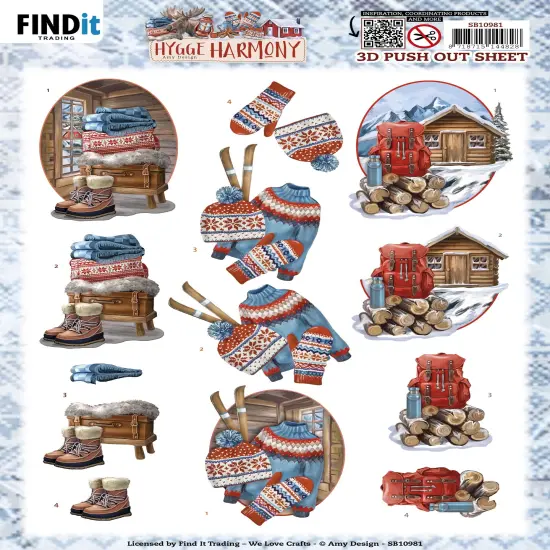 Find It Trading Amy Design 3D Push Out Sheet-Mountain Hut, Hygge Harmony {1}