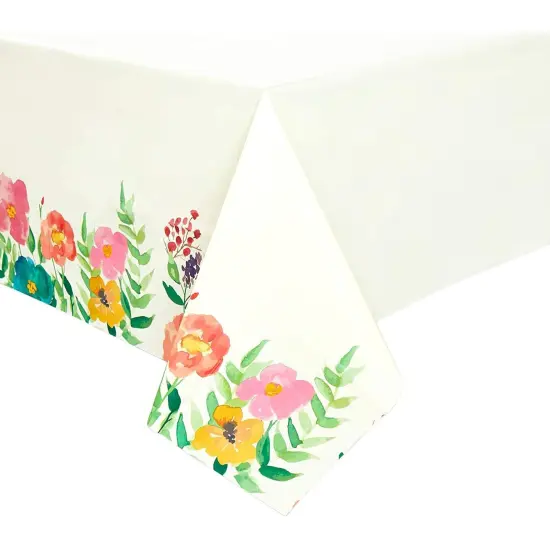 Watercolor Floral Tablecloth for Wedding Decorations (54 x 108 in, 3 Pack) Yellow {4}
