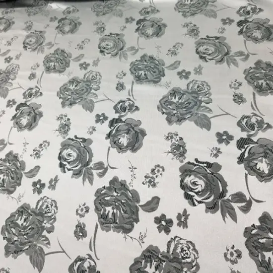 1 Yard Charcoal & Silver Floral Satin Jacquard Brocade Fabric for Jackets Dresses Decor 60 Inch Width {1}