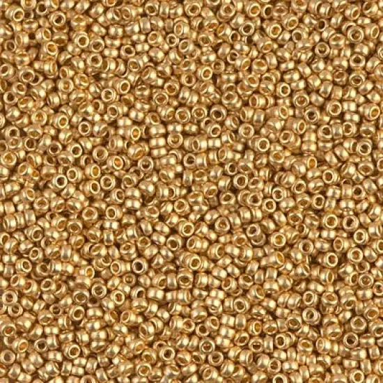 Miyuki 15/0 Round Seed Bead, 15-0191F, Matte 24kt Gold Plated, 8 grams {1}