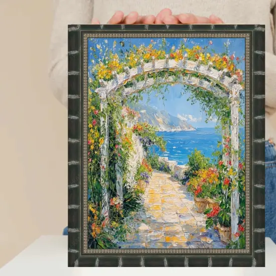 Boho Black Bamboo Wood Picture Frame 32x48 frame {1}