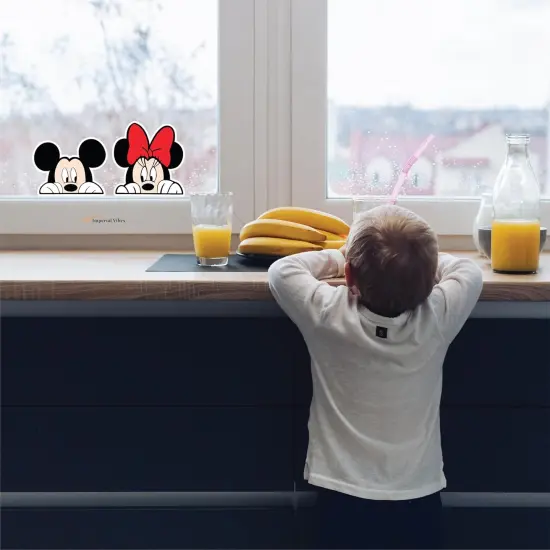 Pack of 2 Imp 156 -Peeking Micke Mouse Sticker &ndash; Vinyl Decal for Truck, and Van Bumper {4}