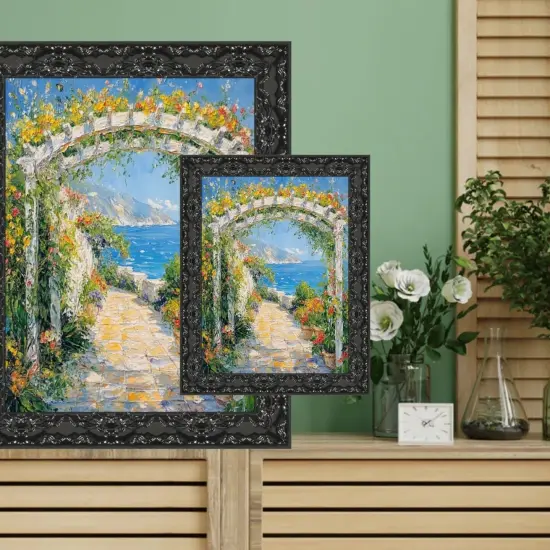 Piano Black Glossy Ornate Picture Frame 12x12 frame {6}