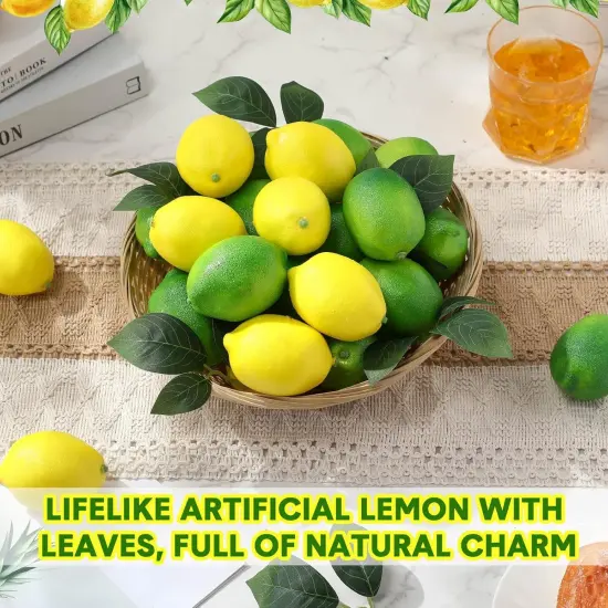 Fake Lemon Limes Artificial Fruits Yellow Green - (24 Pcs) {3}