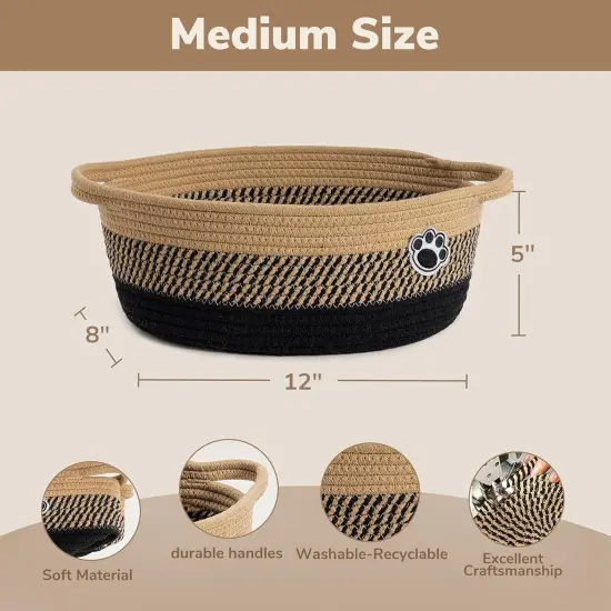 Storage Bin, Baby Basket for Gifting, Wicker Storage Basket for Dog, Cute Basket with Handles {5}