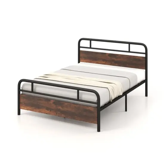 Industrial Metal Bed Frame with Headboard &ndash; Twin/Full/Queen Size, Sturdy Construction and Easy Assembly {9}