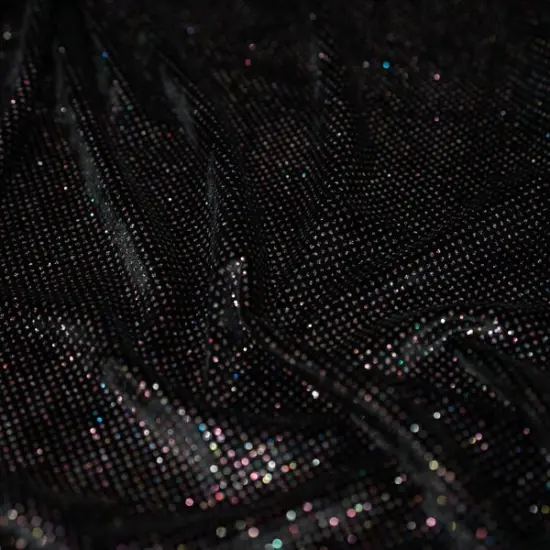 Vivian Glitter Printed Stretch Velvet Fabric Black/F M {1}