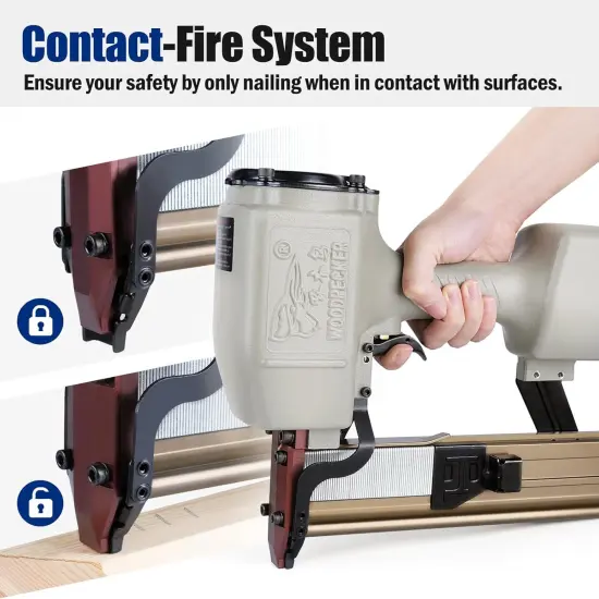 Woodpecker 16-Gauge 7/16-Inch Medium Crown Construction Stapler, Fits 1-Inch to 2-Inch Length Staples, Pneumatic Heavy Duty Wide Crown Stapler Gun {4}