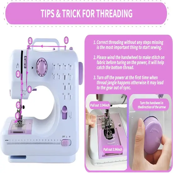 Sewing Machine For Beginners, Mini Sewing Machines, Included 2 Speed Foot Pedal, Portable Sewing Machines With 12 Built-In Stitch Patterns, (With Basic Sewing Kit) {2}